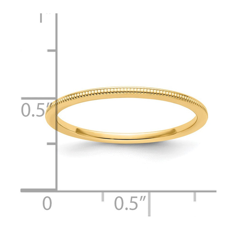 14K Yellow Gold 1.2mm Milgrain Stackable Band