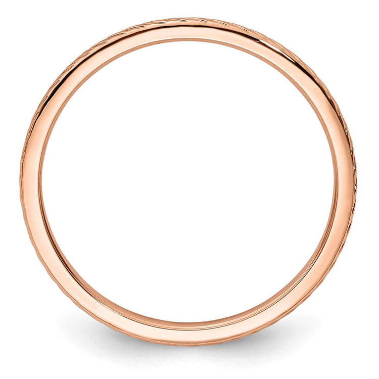 14K Rose Gold 1.2mm Twisted Wire Pattern Stackable Band