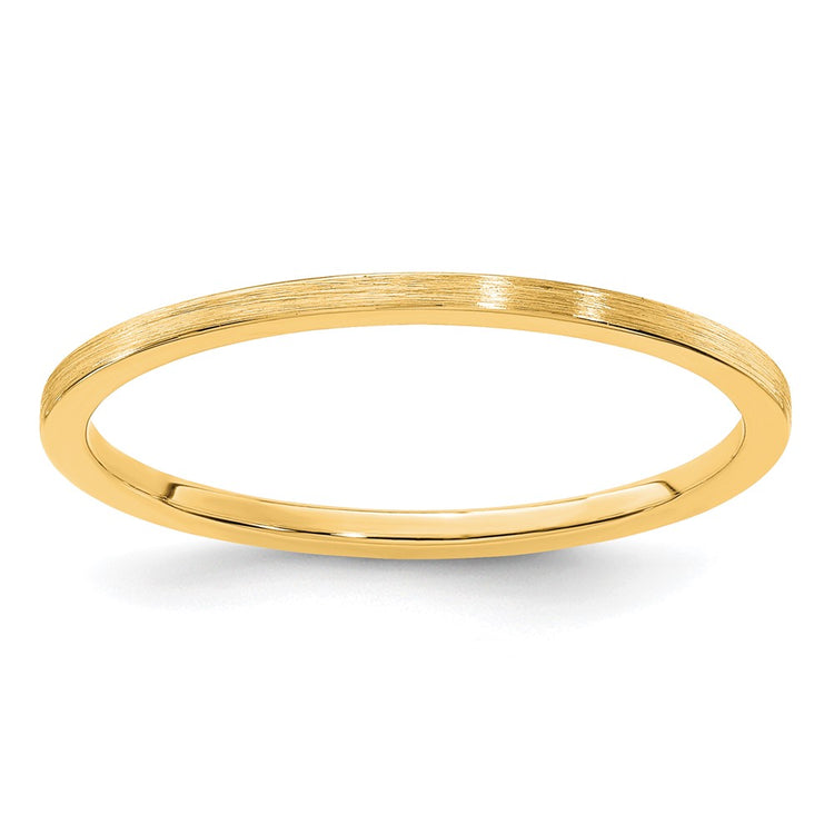 14K Yellow Gold 1.2mm Flat Satin Stackable Band