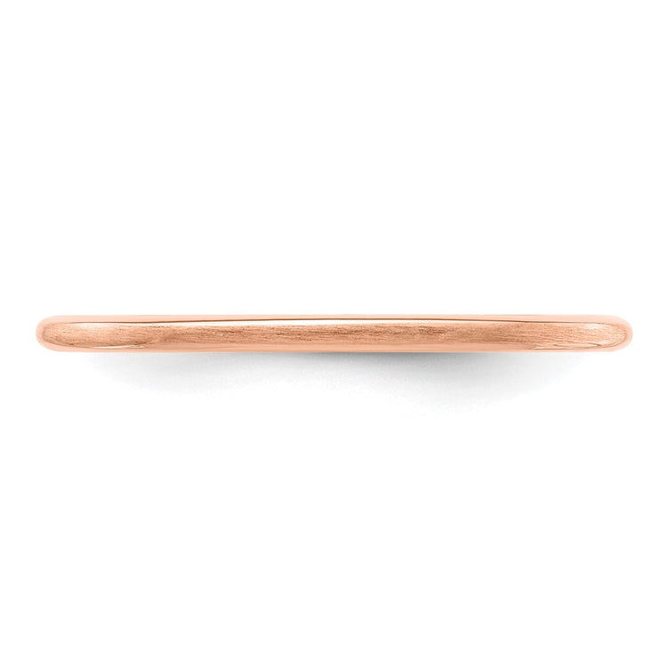 14K Rose Gold 1.2mm Half Round Satin Stackable Band Size 7