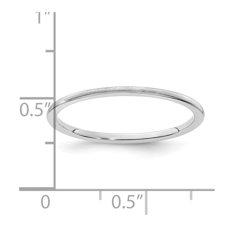 14K White Gold 1.2mm Half Round Satin Stackable Band Size 6