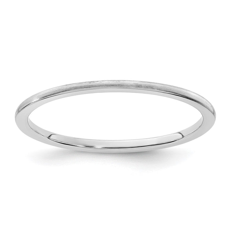 14K White Gold 1.2mm Half Round Satin Stackable Band Size 6