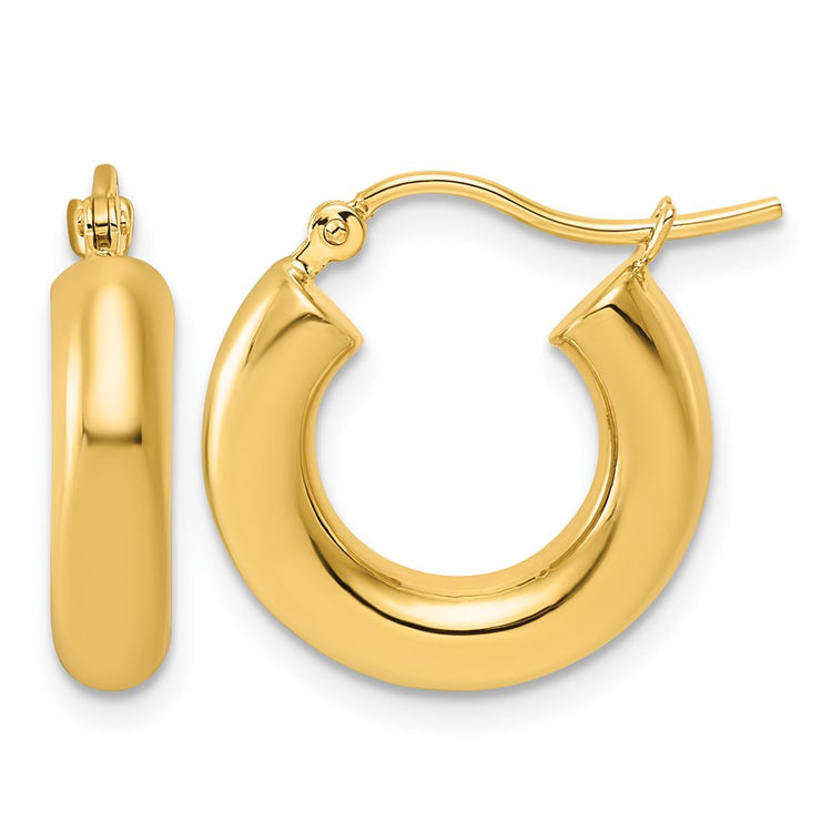 10k Polished 4mm x 17mm Lightweight Tube Hoop Earrings