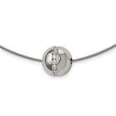 Chisel Titanium CZ Pendant with Polished Stainless Steel 17 inch Wire Necklace