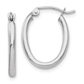 14k White Gold 2x19mm Polished Oval Tube Hoop Earrings