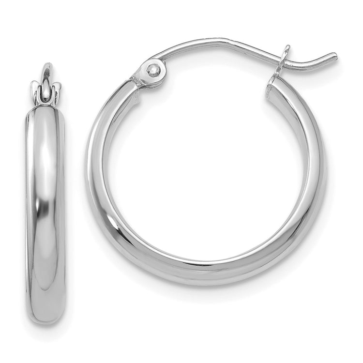 14k White Gold 2.75x17mm Round Tube Hoop Earrings
