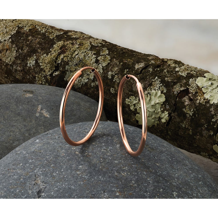 14k Rose Gold 1.5x26mm Polished Endless Tube Hoop Earrings