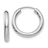 14k White Gold 3.00x20mm Polished Endless Tube Hoop Earrings