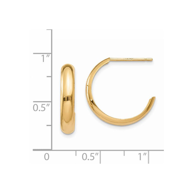 14k 3.5x17mm Polished J-Hoop Post Earrings