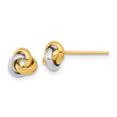 14k Two-tone 7mm Polished Love Knot Post Earrings