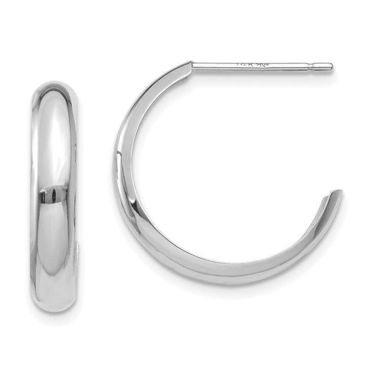 14k White Gold 3.5x17mm Polished J-Hoop Post Earrings