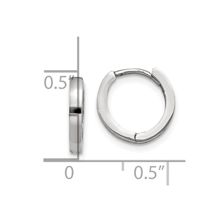 14k White Gold Round Hinged Hoop Earrings