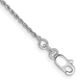14K White Gold 7 inch 1.15mm Diamond-cut Machine Made Rope with Lobster Clasp Chain Chain