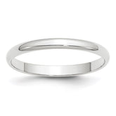 10k White Gold 2.5mm Lightweight Half Round Wedding Band
