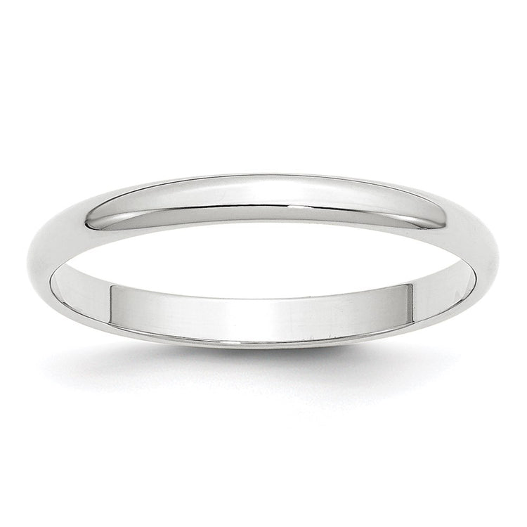 10k White Gold 2.5mm Lightweight Half Round Wedding Band