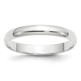 10k White Gold 3mm Lightweight Half Round Wedding Band
