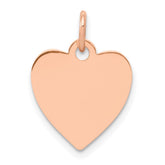 14K Rose Gold Polished Engravable 13mm Heart Disc Pendant