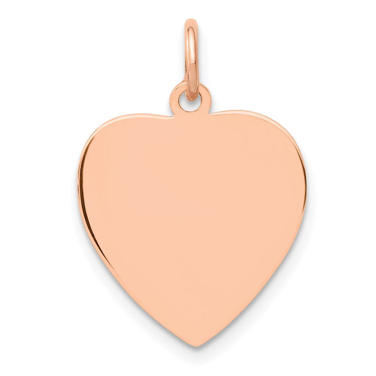 14K Rose Gold Polished Engravable 16mm Heart Disc Pendant