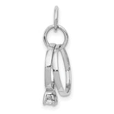 14k White Gold Polished 3-D CZ Wedding Rings Charm