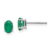 14k White Gold 6x4 Oval May/Emerald Post Earrings