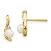 14k 4.5mm June/Freshwater Cultured Pearl and Diamond Post Earrings