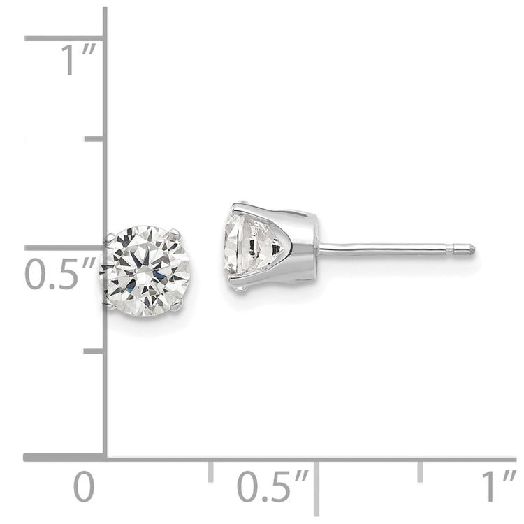 14k White Gold 5.5mm Round CZ Stud Earrings