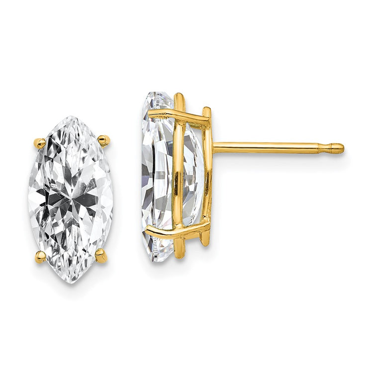 14k 10x5mm Marquise Cubic Zirconia Post Earrings