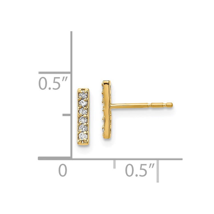 14k 1/10 carat Diamond Bar Post Earrings