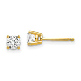 14k 4mm Round Cubic Zirconia Post Earrings