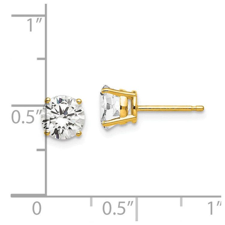 14k 6mm Round Cubic Zirconia Post Earrings