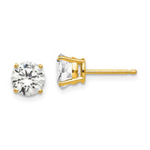 14k 6mm Round Cubic Zirconia Post Earrings