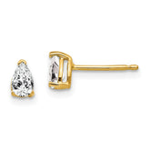 14k 5x3mm Pear Cubic Zirconia Post Earrings