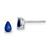 14k White Gold 5x3mm Pear Sapphire Post Earrings