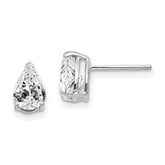 14k White Gold 7x5mm Pear Cubic Zirconia Post Earrings