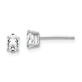14k White Gold 5x3mm Oval Cubic Zirconia Post Earrings