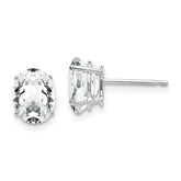 14k White Gold 8x6mm Oval Cubic Zirconia Post Earrings