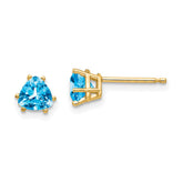 14k 5mm Trillion Blue Topaz Post Earrings