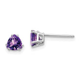 14k White Gold 5mm Trillion Amethyst Post Earrings