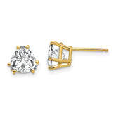 14k 7mm Trillion Cubic Zirconia Post Earrings