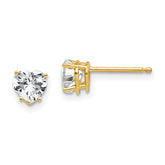 14k 5mm Heart Cubic Zirconia Post Earrings