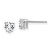 14k White Gold 5mm Heart Cubic Zirconia Post Earrings