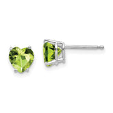 14k White Gold 6mm Heart Peridot Post Earrings