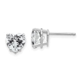 14k White Gold 7mm Heart Cubic Zirconia Stud Earrings