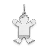 14k White Gold The Kids Small Boy with Haircut Engravable Joy Charm