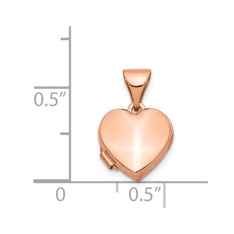 14k Rose Gold Polished Plain 10mm Heart Locket