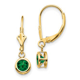 14k 5mm Round Mount St. Helens Bezel Leverback Dangle Earrings