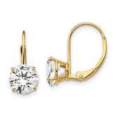 14k 7mm Round Cubic Zirconia Leverback Earrings