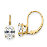 14k 8x6mm Oval Cubic Zirconia Leverback Earrings