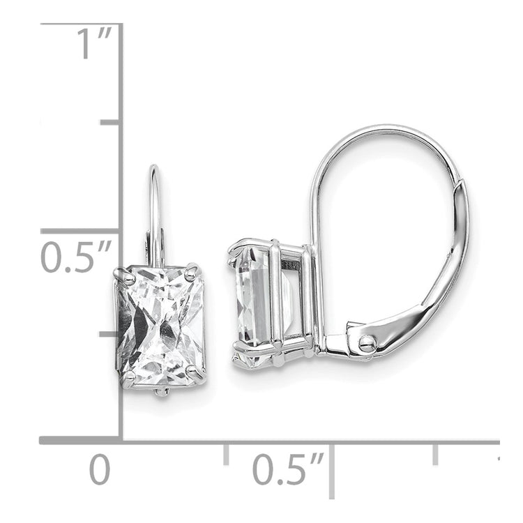 14k White Gold 7x5mm Emerald-cut Cubic Zirconia Earrings