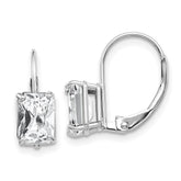 14k White Gold 7x5mm Emerald-cut Cubic Zirconia Earrings